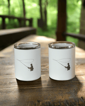 Limited Edition Fisherman Glass Lined Whiskey Glass in White Set of 2